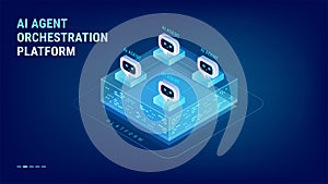 AI Agent Orchestration Platform concept - platform with connected AI agents