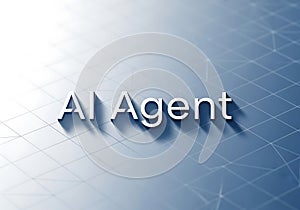 Ai agent text graphic with digital grid background representing artificial intelligence technology