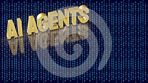 AI Agents Concept With Binary Data Digital Technology Background 3d render