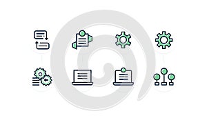 AI Algorithm Code Icons With Gears