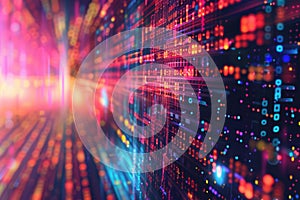 AI algorithms abstract background with neural networks, circuits, and data flow.