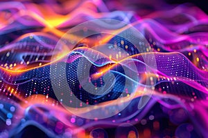 AI algorithms abstract background with neural networks, circuits, and data flow.