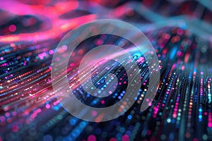 AI algorithms abstract background with neural networks, circuits, and data flow.