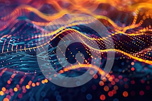 AI algorithms abstract background with neural networks, circuits, and data flow.