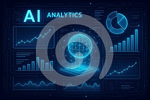 AI Analytics Dashboard with Global Data Visualization and Charts technology