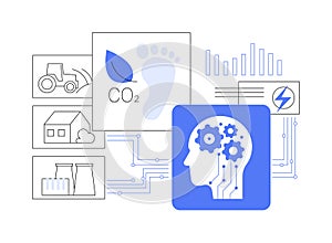 AI-Analyzed Carbon Footprint abstract concept vector illustration.