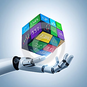 AI Analyzing Financial Data on a Digital Cube