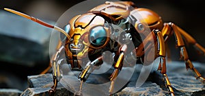 Ai Ant Cyborg in the style of baroque sci-fi