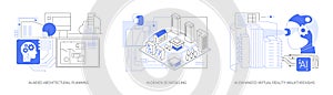AI in Architecture abstract concept vector illustrations.