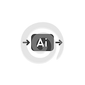 AI arrows chip solid vector icon