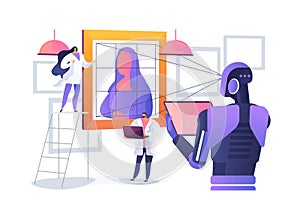 AI Art Restoration Analysis abstract concept vector illustration.