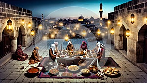 Traditional Ramadan iftar scene
