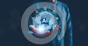 Ai, artificial integration technology concept. Chat with AI robot.