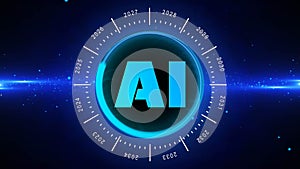 AI - Artificial Intelligence - Abstract Illustration of development shown with annual figures