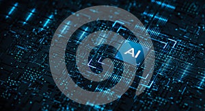 AI - Artificial Intelligence. Big Data and Deep Machine learning Concept. Business Internet Technology