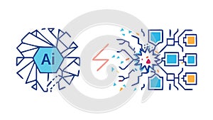 AI Artificial Intelligence Brain Chip Vector, vector design Generative AI