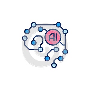 AI Artificial Intelligence Brain colored icon. Cyberbrain vector symbol