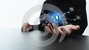 Ai or artificial intelligence chat program or software. knowledge and learning solution by genius automation programming. Smart