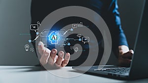 Ai or artificial intelligence chat program or software. knowledge and learning solution by genius automation programming. Smart