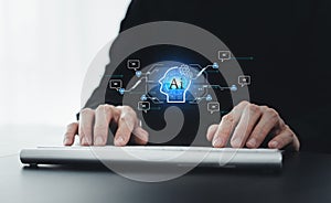 Ai or artificial intelligence chat program or software. knowledge and learning solution by genius automation programming. Smart