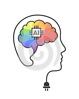 Ai - Artificial intelligence concept with brain and chip