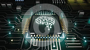 AI artificial intelligence concept Central Computer Processors CPU concept, 3d rendering, Circuit board, Technology background,