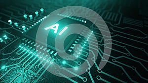 AI artificial intelligence concept Central Computer Processors CPU concept, 3d rendering, Circuit board, Technology background,