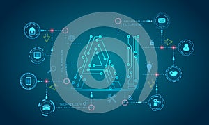 AI Artificial Intelligence Concept Machine Learning, Nanotechnologies, Smart Objects and Global Network Technology photo