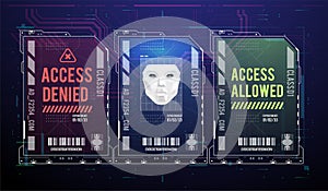 AI. Artificial intelligence. Conceptual Layout with HUD elements for print and web. Infographics of big data. Sci-fi system