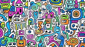 Ai Artificial Intelligence created childrens colorful doodle art background