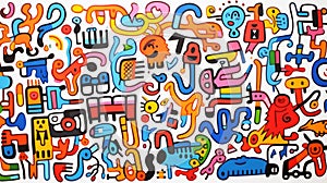 Ai Artificial Intelligence created kids colorful doodle art background
