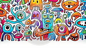 Ai Artificial Intelligence created kids colorful doodle art background