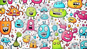 Ai Artificial Intelligence created kids colorful doodle art background