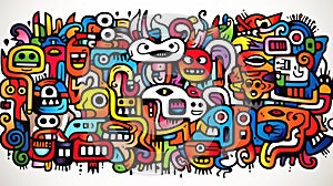 Ai Artificial Intelligence created kids colorful doodle art background