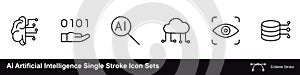 AI Artificial Intelligence editable stroke icons set