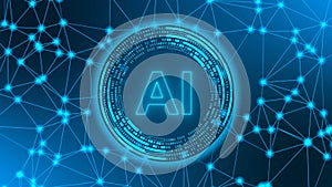 AI Artificial Intelligence - futuristic technology - stylized information connecting lines