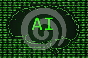 AI Artificial Intelligence Green Binary Code Concept