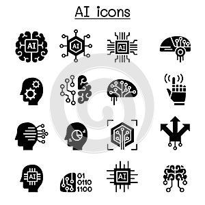 AI, Artificial intelligence icon set photo