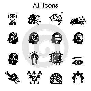 AI, Artificial intelligence icon set photo