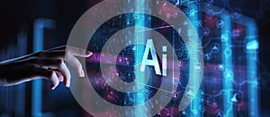 AI Artificial intelligence, Machine learning, Big data analysis and automation technology in business concept