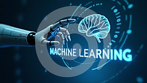 AI artificial intelligence machine learning brain big data automation industrial tech virtual screen programming concept