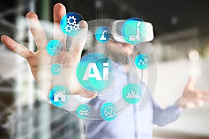 AI, Artificial intelligence, machine learning, neural networks and modern technologies concepts. IOT and automation.