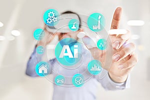 AI, Artificial intelligence, machine learning, neural networks and modern technologies concepts. IOT and automation.