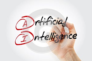 AI - Artificial Intelligence with marker, acronym business concept