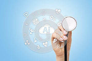 AI, artificial intelligence, in modern medical technology. IOT and automation.