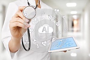 AI, artificial intelligence, in modern medical technology. IOT and automation. photo