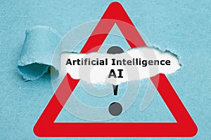 AI Artificial Intelligence Risks Attention Sign Concept