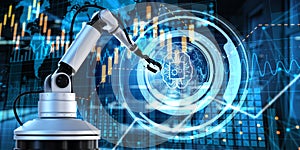 AI Artificial intelligence smart industry 4.0. Cobot robotic arm 3d render photo