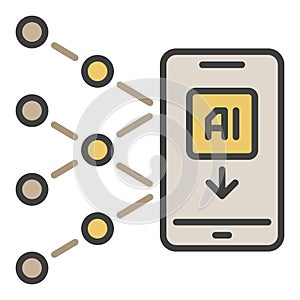 AI Artificial Intelligence in Smartphone vector Mobile Technology colored icon or symbol