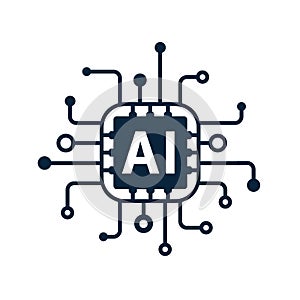 AI Artificial intelligence technology microchip of the electronics, flat icon, computer chip Ã¢â¬â vector